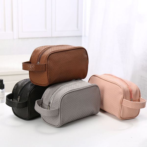 

waterproof toiletry pu bags leather travel cosmetic bag organizer women men makeup bag make up case portable storage bags