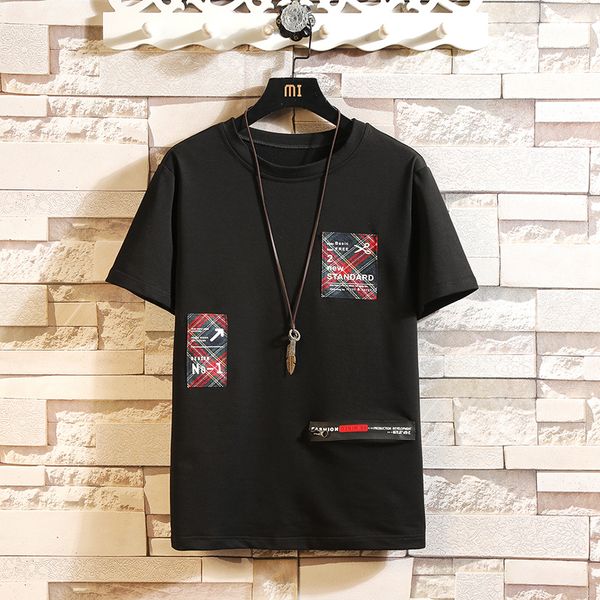 

футболка с коротким рукавом мужчины 2020 лето высокое качество футболка топ тройники бренд модная одежда плюс размер m-5xl 6xl o шеи, White;black