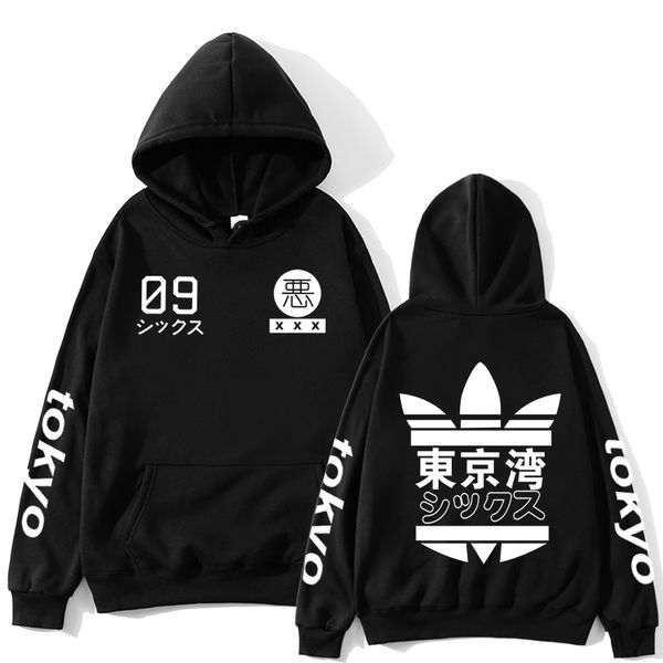 

new 2019 to japan harajuku hoodies tokyo city printed pullovers hip hop streetwear hoodies for men/women, Black