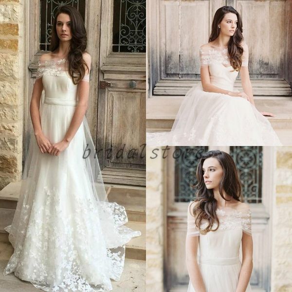 

принцесса кружева чешские свадебные платья с обертывания слоновой кости линия полная длина аппликации страна старинные boho свадебные платья, White