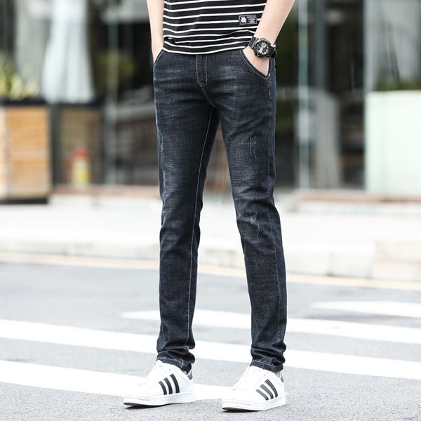 

mens designer slim stretch leggings in all-match casual jeans, Blue