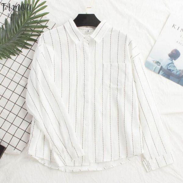 

slim long sleeve casual blouse ladies women striped print long sleeve shirt 2020 women blouse and, White