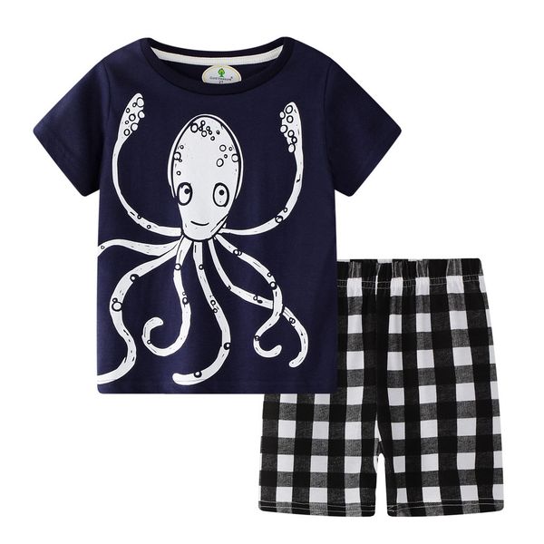 

klv toddler kids baby girls and boys outfits print kid clothes cartoon t-shirt shorts 2pc outfits summer kid clothes#y20, White