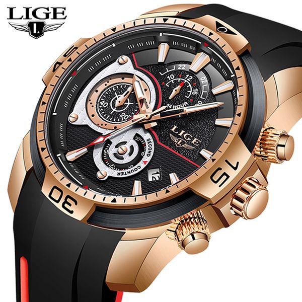 

2019 lige fashion mens watches brand luxury sport waterproof watches army watch male quartz clock relogio masculino, Slivery;brown