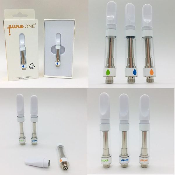 

Pure One Пустые картриджи 0,8 мл 1,0 мл 510Thread Упаковка Керамическая Coil Советы Vape Картридж Испаритель запрессовки Сырые сада Тележки