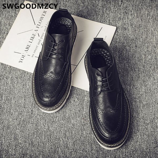 

brogues casual leather shoes men shoes men driving zapatos hombre sepatu pria calzado de hombre chossure homme, Black