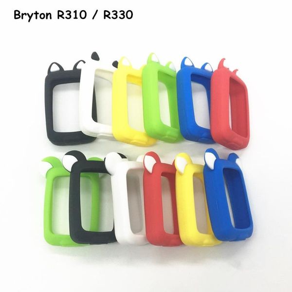 

generic bike gel skin case & screen protector cover for bryton rider 310 330 gps computer cartoon cat ear case for r310 r330