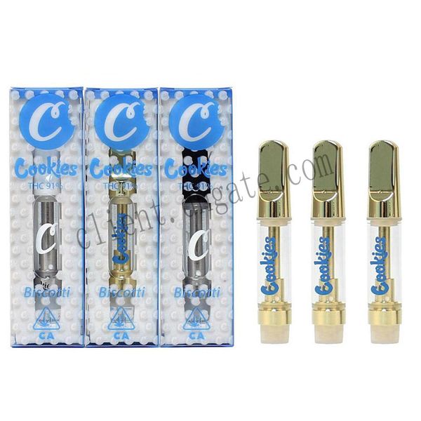 

Silver/Golden Cookie Cart PUSH High Flyers Vape Cartridge 1.0ml 0.8ml Ceramic Coil Cartridge Glass Tube 510 Thread Ceramic Tip