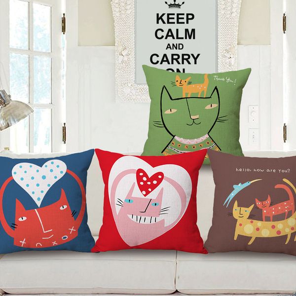 

cartoon kitty hold cotton pillow case lovers sofa cushion set come picture customized