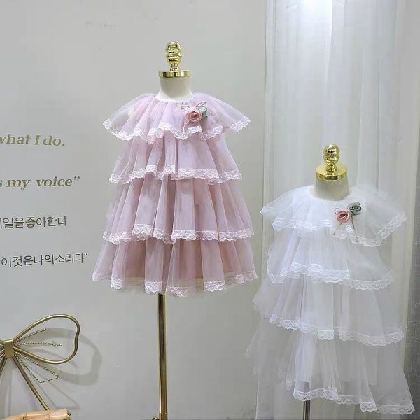 

2019 summer dress baby girl clothes flower embroidered cake dress children clothing casual fashion dresses kids clothes girls, Red;yellow