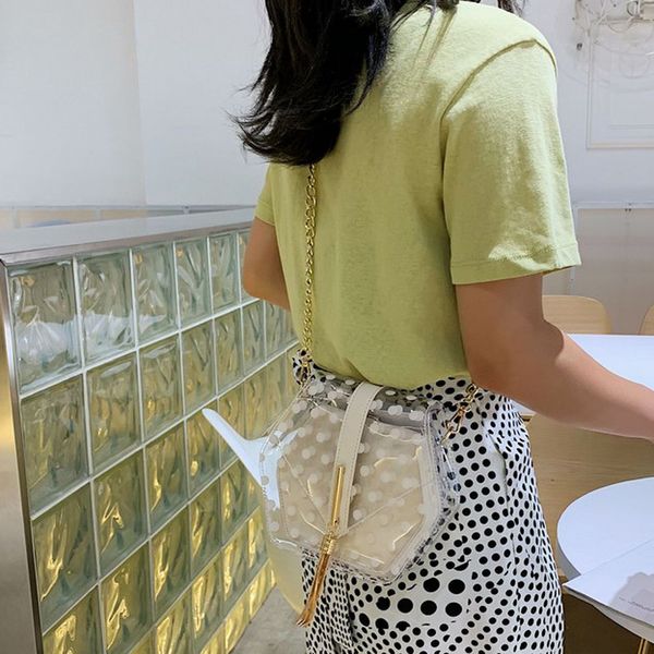 

fashion casual summer women's solid color transparent jelly chain shoulder bag messenger casual travel bag for 2019