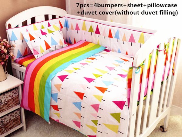 

promotion 6/7pcs baby boy girl crib bedding set baby cot beding cotton material, 120*60/120*70cm