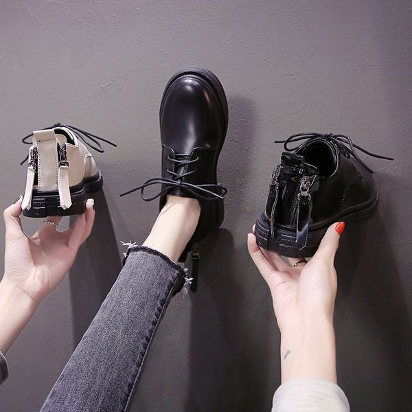 

round toe shoes woman flats oxfords women's all-match autumn soft modis casual female sneakers dress black leather fall new