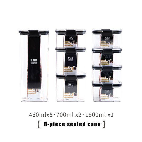 

8 piece set storage container plastic kitchen refrigerator noodle box multigrain storage tank transparent sealed