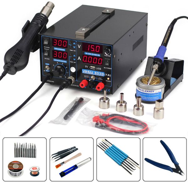 

yihua 853d 1a digital display heat gun triad dc power supply rework solder station electric blower air gun soldering iron