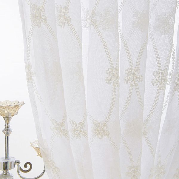 

white cotton curtains for living room bedroom embroidery diamond lattice screen processing custom