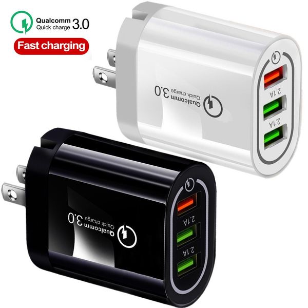 

18w 3 usb qc3.0 4.8a quick charger eu us wall charger auto power adapter for ipad 2 3 4 iphone 7 8 x 10 samsung tablet pc mp