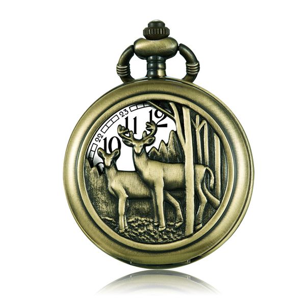 

gorben bronze quartz pocket watch with pendant necklace chain vintage classical men women watches clock gifts, Slivery;golden