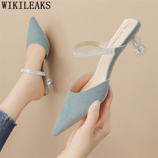 

ladies shoes mules high heels designer slides summer shoes glitter for women heels 2020 women pumps zapatos, Black