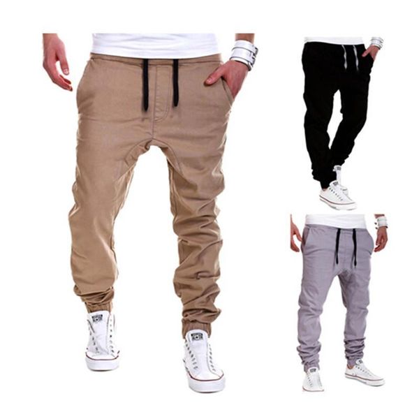 

fashion mens joggers brand male trousers men pants casual solid loose pants sweatpants jogger khaki black