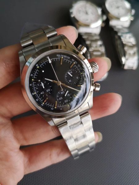 

2019 whole ale luxury old chool men 039 table vk quartz weepwatch chronograph tainle teel trap men 039 fa hion 38mm men 039, Slivery;brown