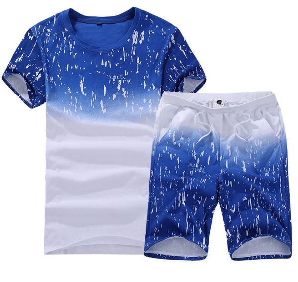 

мужские спортивные костюмы с коротким рукавом камуфляж градиент o-образным вырезом фитнес 5 центов шорты 2 шт костюмы повседневный стиль спо, White;black