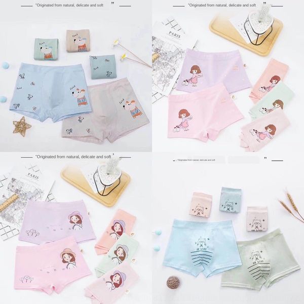 

spandex waist men's and women's children's cotton underwear combed cotton cartoon printed children's boxer underwear, Black;white