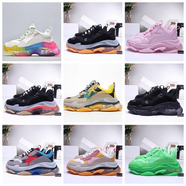 

d03 17fw triple-s dad running shoes for men women white black royal tint blue sand designer breathable sports sneaker size 36-45