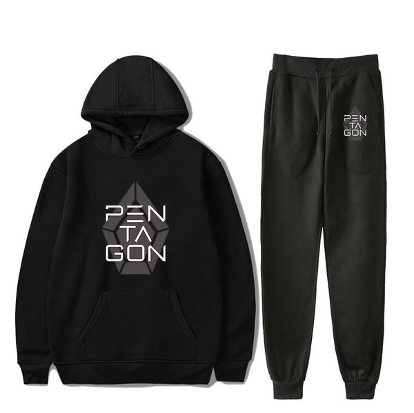 

china hoodies korea, 2019pentagon and japan male group periphery belt cap sweater trousers motion suit hoodie, Blue;black