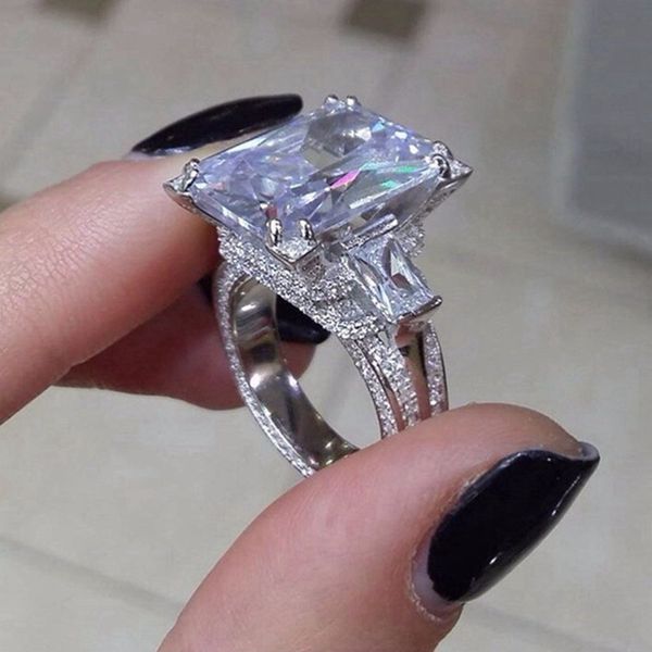 

vecalon big eiffel tower promise ring 925 sterling silver 8ct 5a cz statement wedding band rings for women bridal jewelry, Slivery;golden
