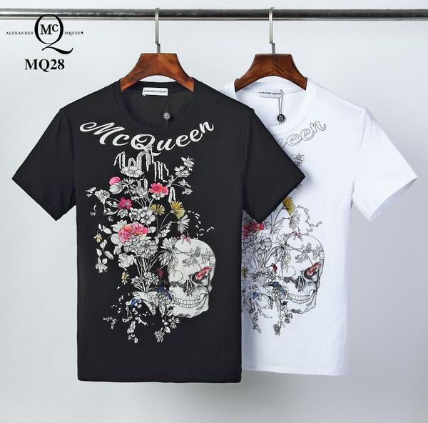 

2020men rhinestones t shirts cotton 100% o neck short sleeve slim fit tee shirt homme man fashion clothing #059, White;black