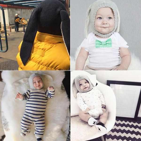 

ears hats for girls children soft warm baby hat knitted woolen caps for kids babies 0-3y p props children's hat, Yellow