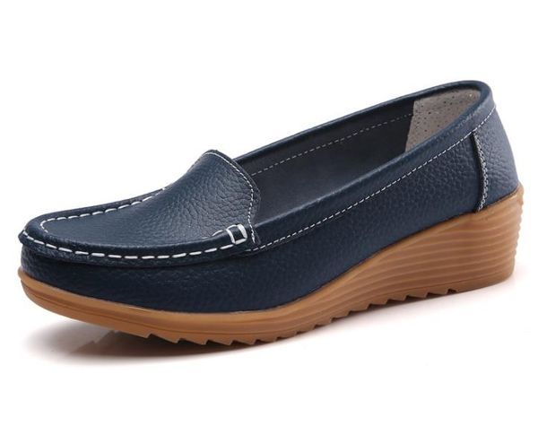 

women shoes leather breathable soft bottom flats women's casual shoes 1383, Black