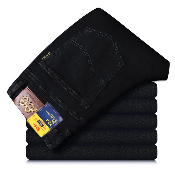 

csmorlee2019 autumn pure black jeans male elastic force directly canister self-cultivation leisure time men's wear long pants, Blue