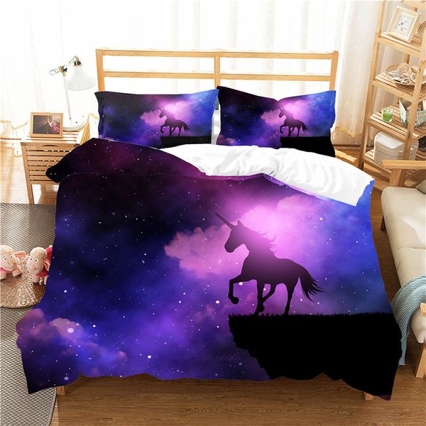 

a bedding set 3d printed duvet cover bed set cartoon unicorn home textiles for adults bedclothes with pillowcase #djs52