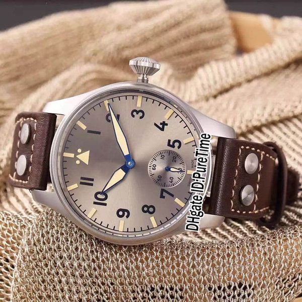 

new 44mm iw510301 titanium steel silver gray dial black number mark no.12 automatic mens watch brown leather watches cool a276, Slivery;brown