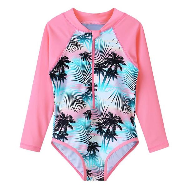 

baohulu print cartoon children's swimsuit long sleeve uv50+ kids swimsuit one piece girls swim clothes beach sun suits clothing