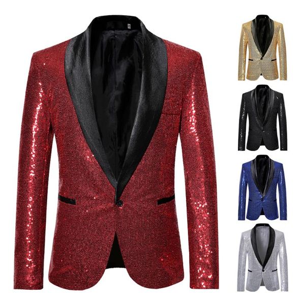 

shujin men new gold silver sequin shiny blazers suit jacket men fashion night club dj stage wedding party jacket coats, White;black