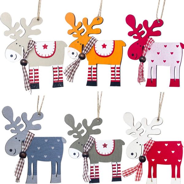 

dropship christmas tree decor wood painted elk pendant 1 pc xmas party decor deer pendants christmas decoration for home