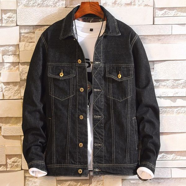 

mens denim jacket spring fashion men trendy ripped denim jacket mens outwear jeans male cowboy coats clothing 5xl, Black;brown