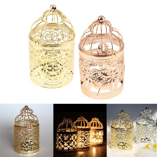 

2pcs iron craft birdcage shape tealight holder wall hanging art ornament