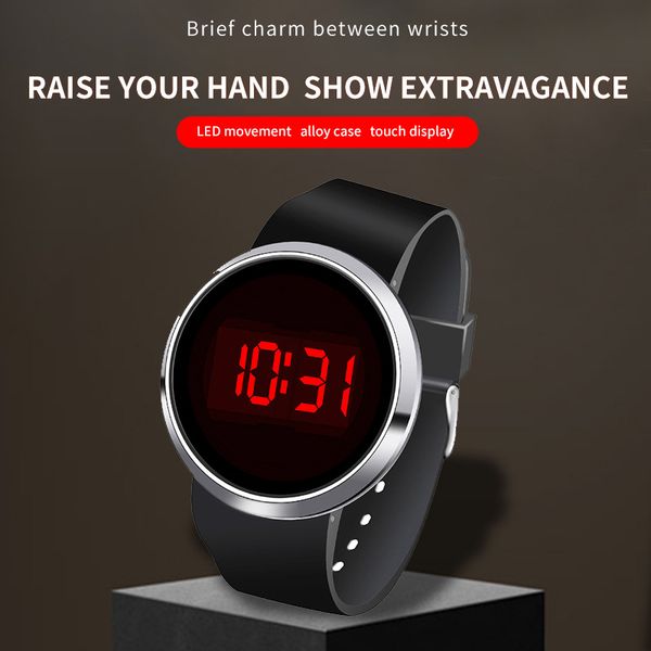 

новый бизнес повседневный дизайнер led круглый сенсорный экран мужские электронные часы сплав часы мода тенденция led электронная пара часы, Slivery;brown