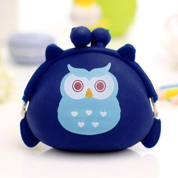 

cute cartoon owl silicone jelly change bag keys pouch coin purses women purse for childrens wallet kids wallets, Red;black