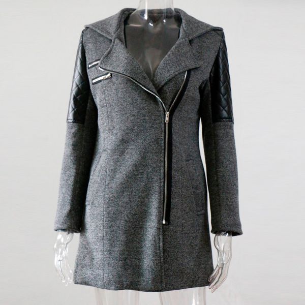 

women warm slim jacket women hooded autumn winter solid coat casual zipper warm outwear full sleeve female jacket overcoat #713, Black;brown