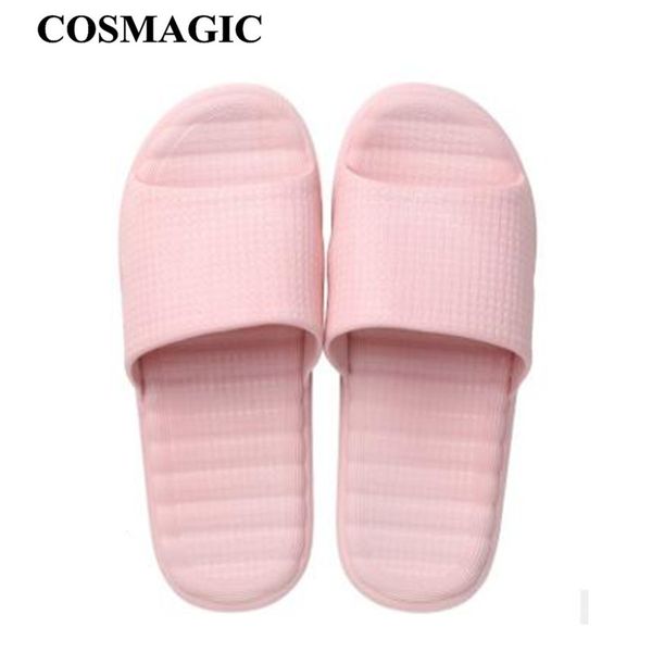 

cosmagic 2019 new indoor household slipper summer home anti-slip soft solid quick drying bathroom shower slippers shoe, Black