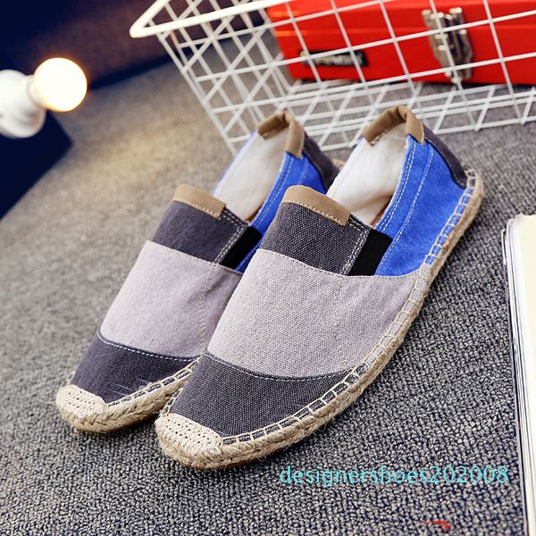 

2018 summer men espadrilles linen loafers shoes korea flat driving boat shoes male black canvas fisherman lf-31 d08