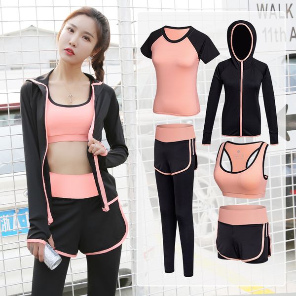 

women tracksuit yoga set solid patchwork running fitness jogging t-shirt leggings gym sports suit sportswear gym clothes s-2xl