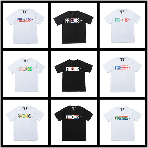 

mens designer t shirt american high street trend short-sleeved t-shirt national flag collection friends limit half-sleeved men and women, White;black