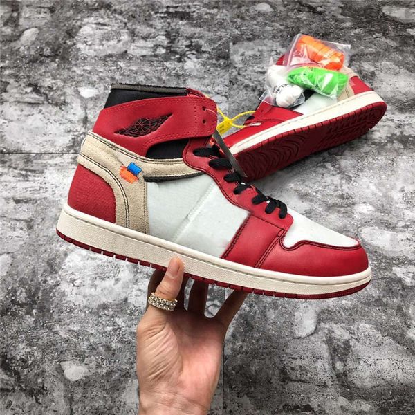 

2019 1 high og chicago red white men basketball shoes unc powder blue white sport sneakers with original box size 36-47.5