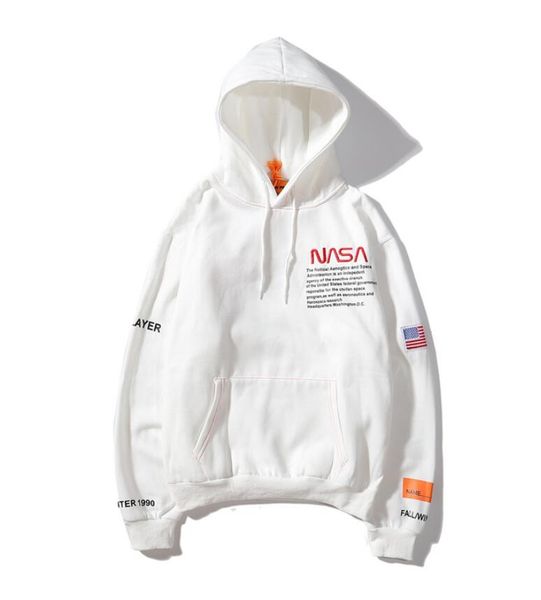 

международная торговля сша популярного логотип хип-хоп наса совместной вышивки буква мужчина и женщины с капюшоном балахона, Black